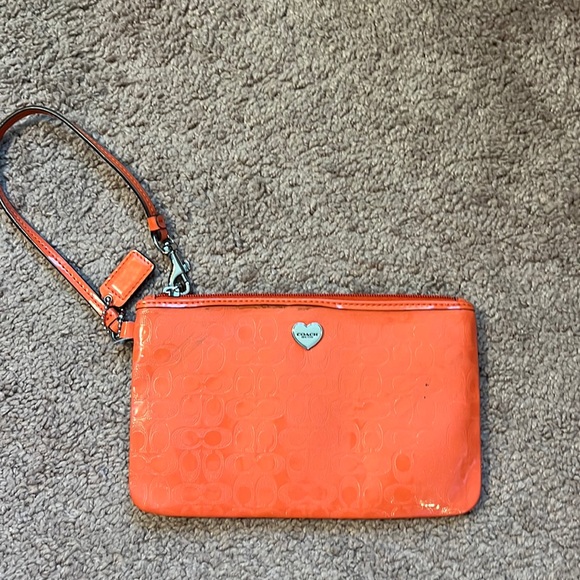 Coach Bags Coach Orange Logo Wristlet Poshmark